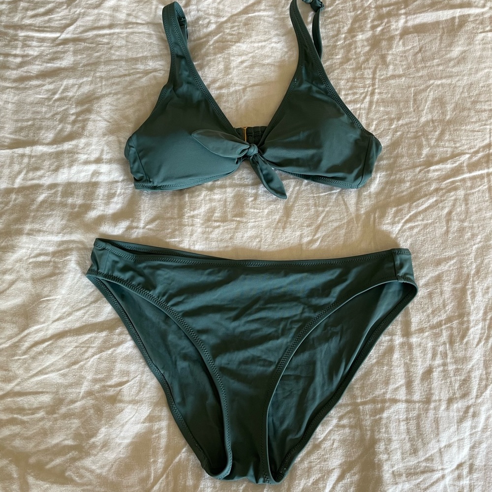 Lively Deep Green Tie-Front Bikini Set - Picture 2 of 8